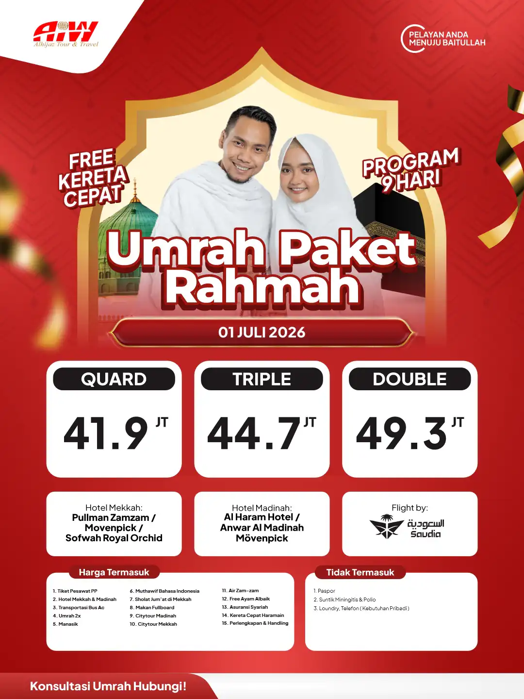 UMROH REGULER PAKET RAHMAH 9HR ( KERETA CEPAT)