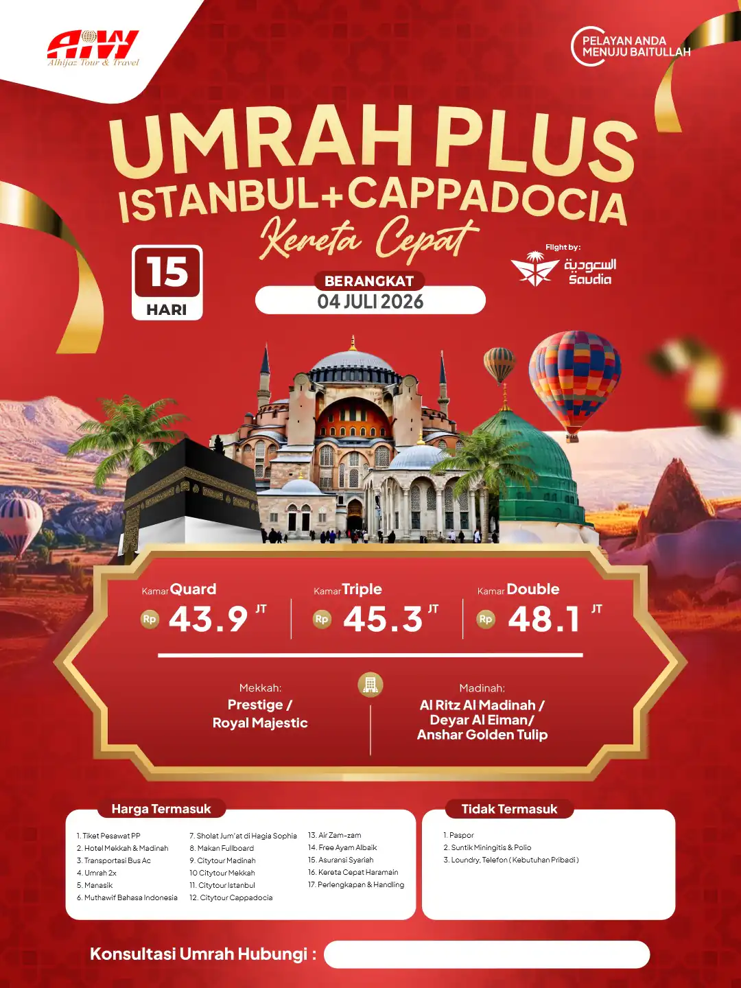 UMROH PLUS TURKEY 15HR (KERETA CEPAT)